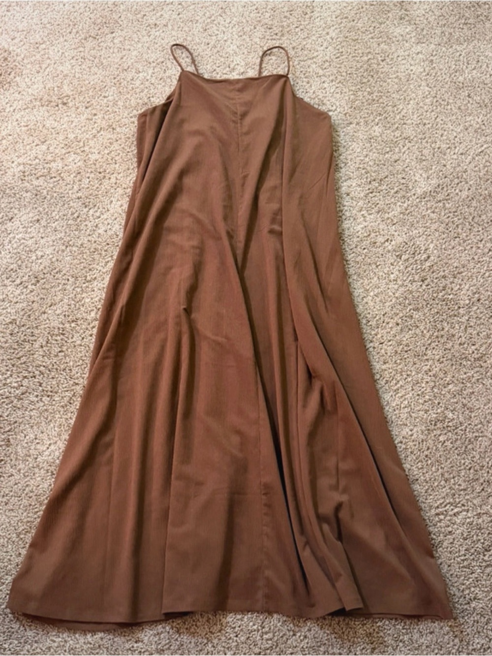 H&M Brown Slip Maxi Dress with Spaghetti Straps